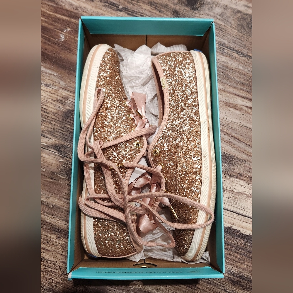 Kate Spade Glitter Keds With Ribbon Laces